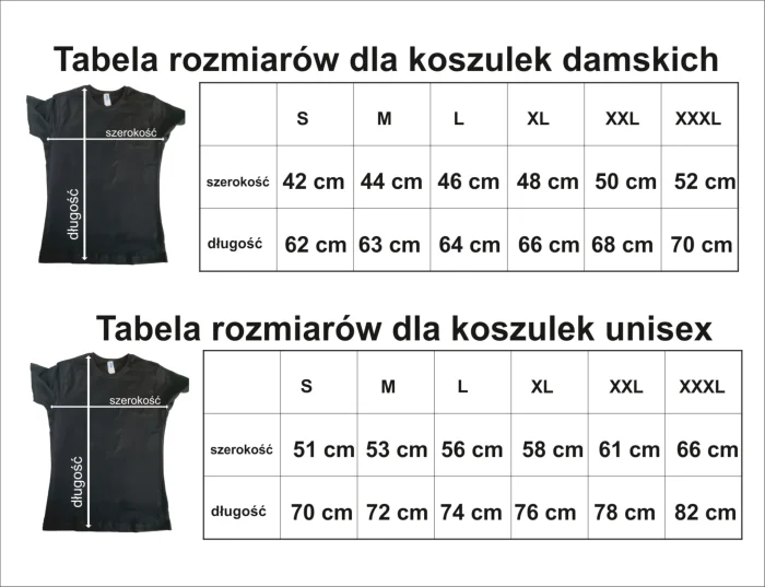 tabela rozmiarów koszulek