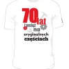 T-shirt biała 70 lat na oryginalnych częściach koszulka na urodziny