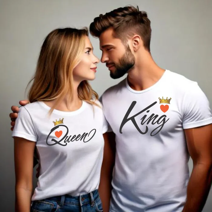 koszulka na walentynki king i queen biała koszulka na walentynki biała