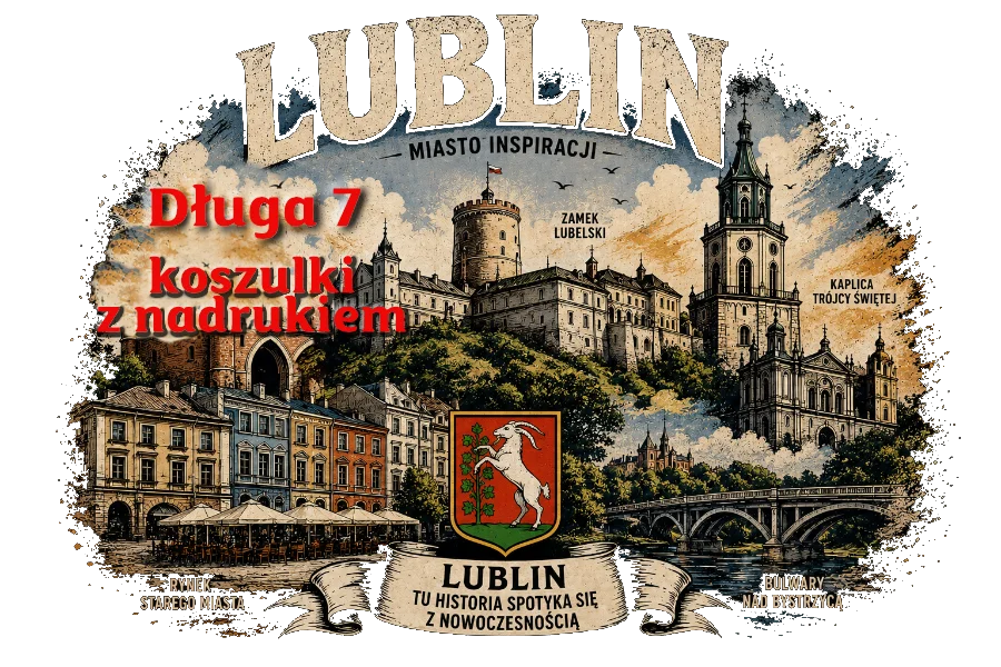 Realizacja koszulki z grafiką miasta Lublin
